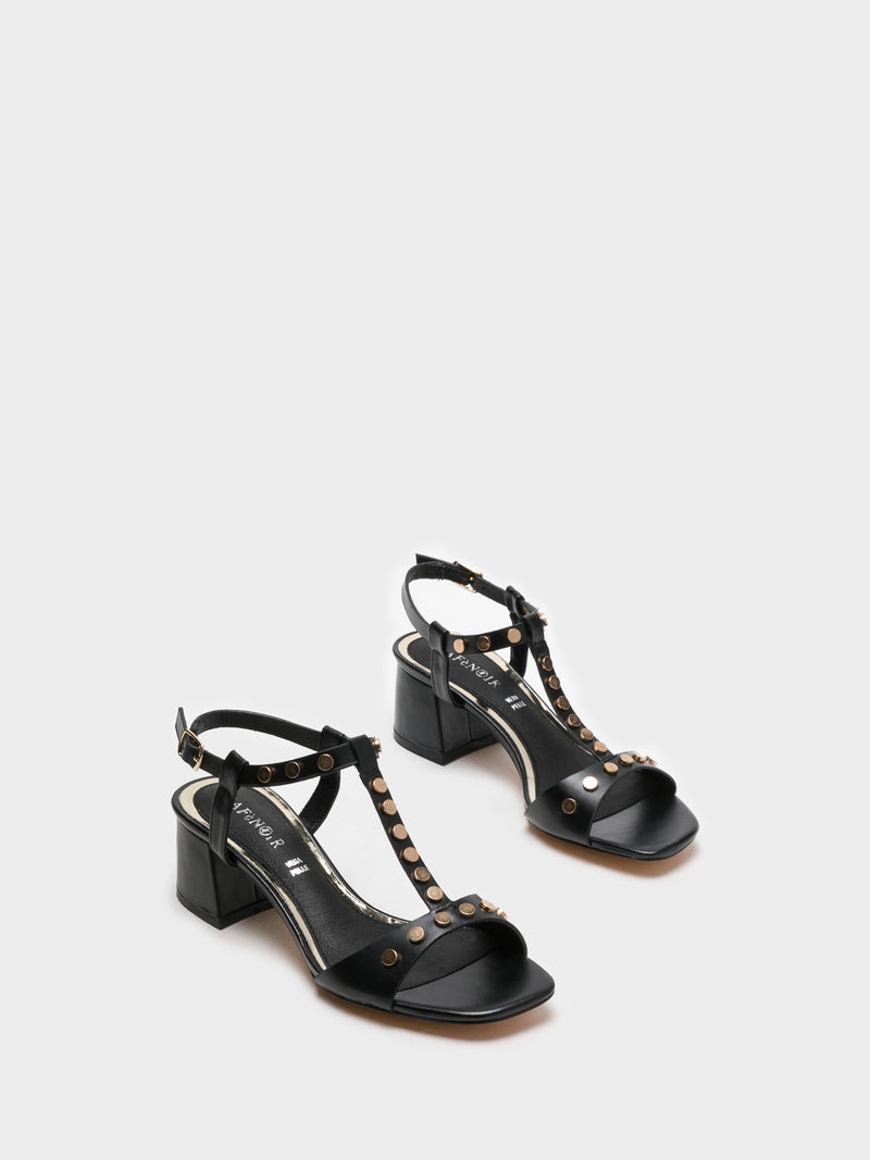 Cafè Noir Black Buckle Sandals