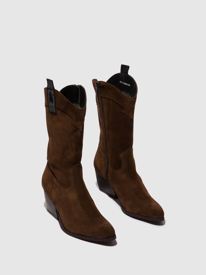 Fly London Zip Up Boots TEKE906FLY CHOCOLATE