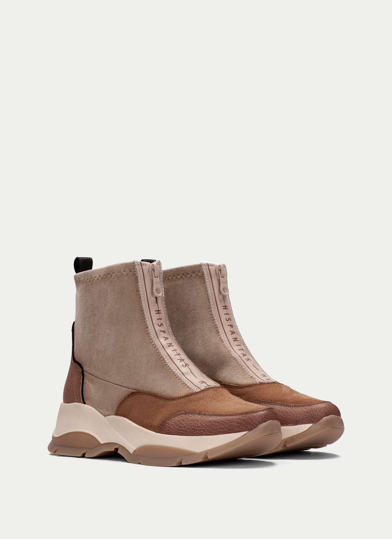 Hispanitas Camel Zip Up Ankle Boots