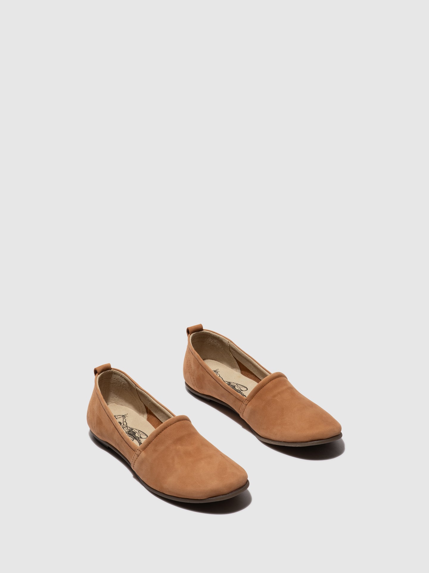 Fly London Tan Round Toe Ballerinas