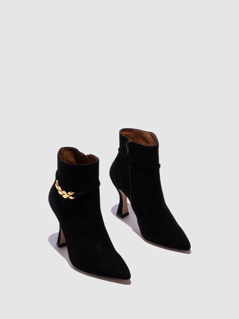 Sofia Costa Black Zip Up Ankle Boots