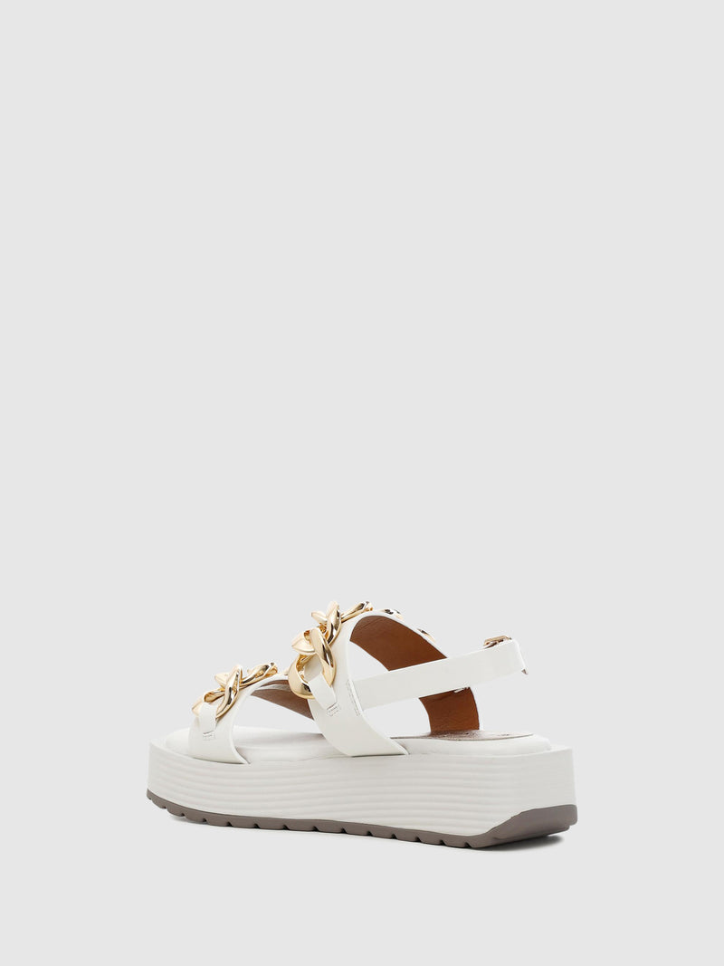 Cafè Noir White Wedge Sandals