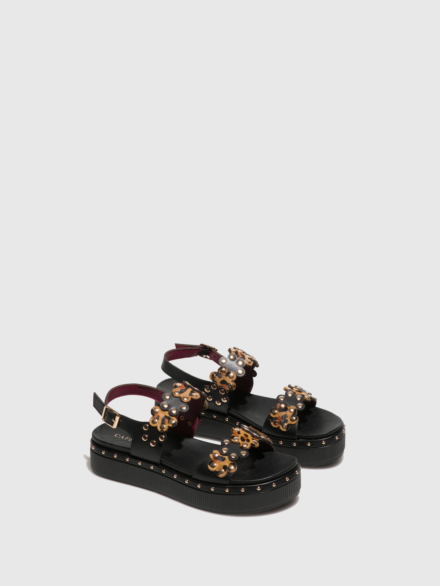 Cafè Noir Black Wedge Sandals