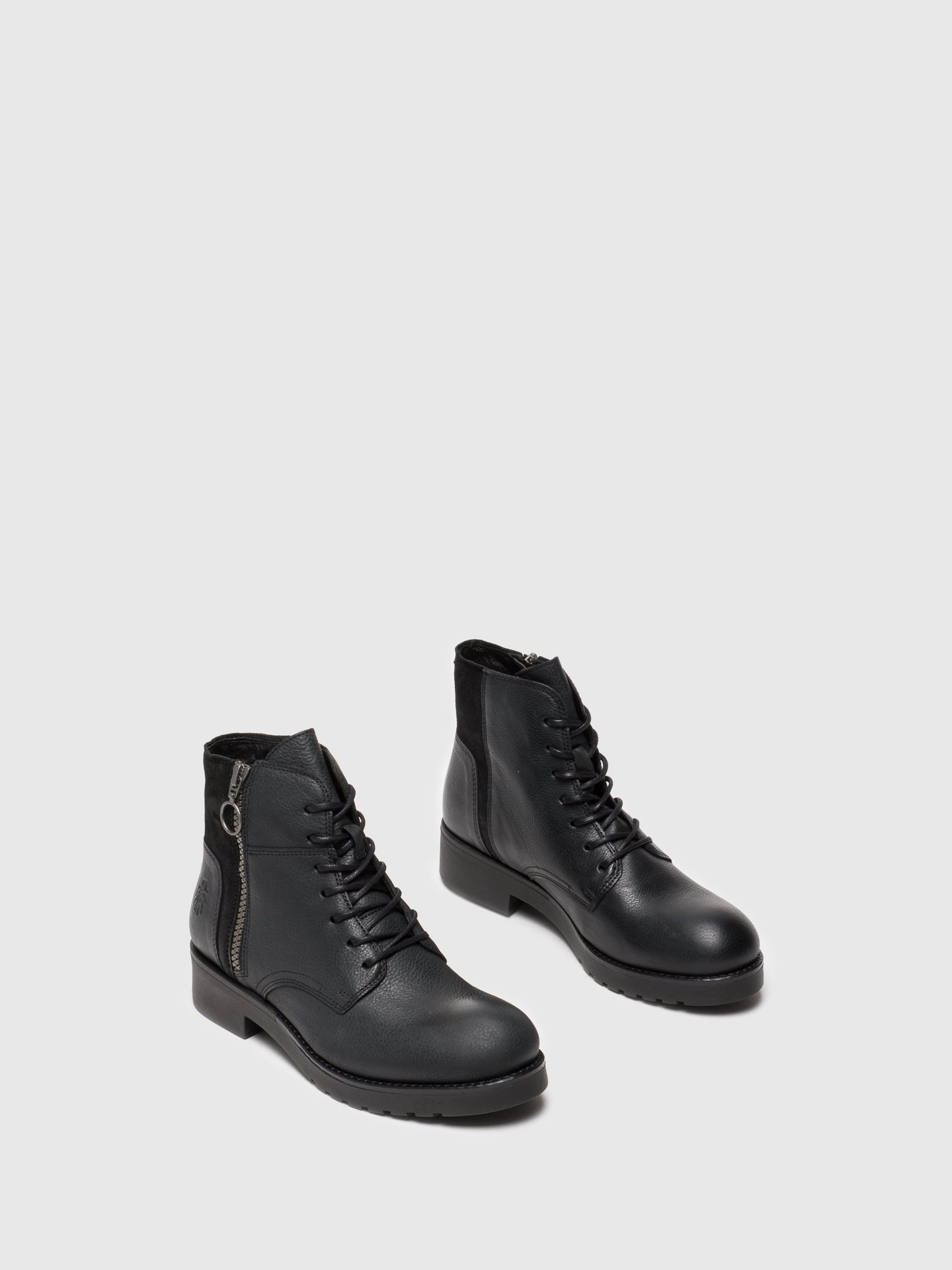 Fly London Black Zip Up Ankle Boots