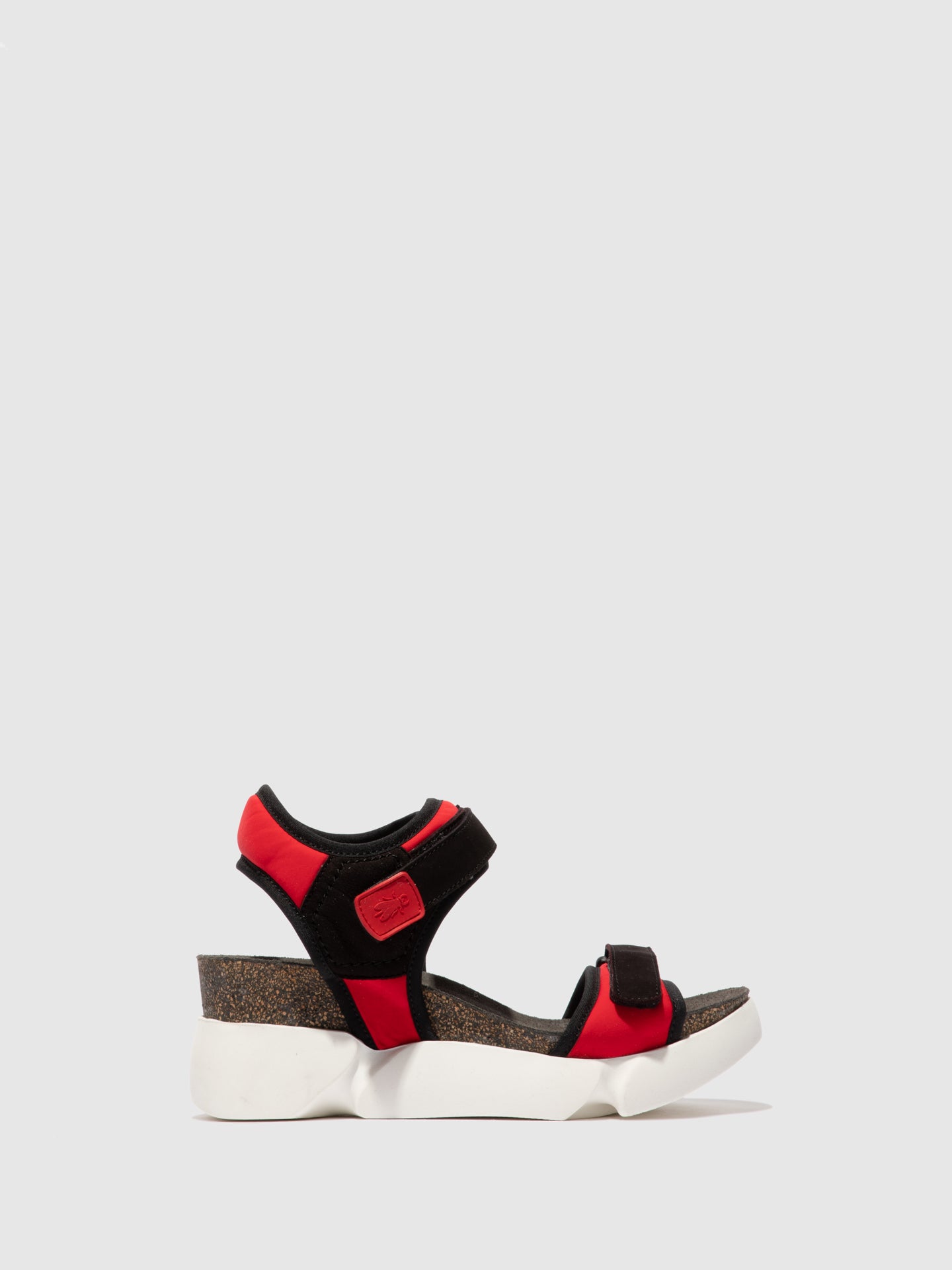 Fly London Velcro Sandals SIGO727FLY STRETCH/CUPIDO  RED/BLACK