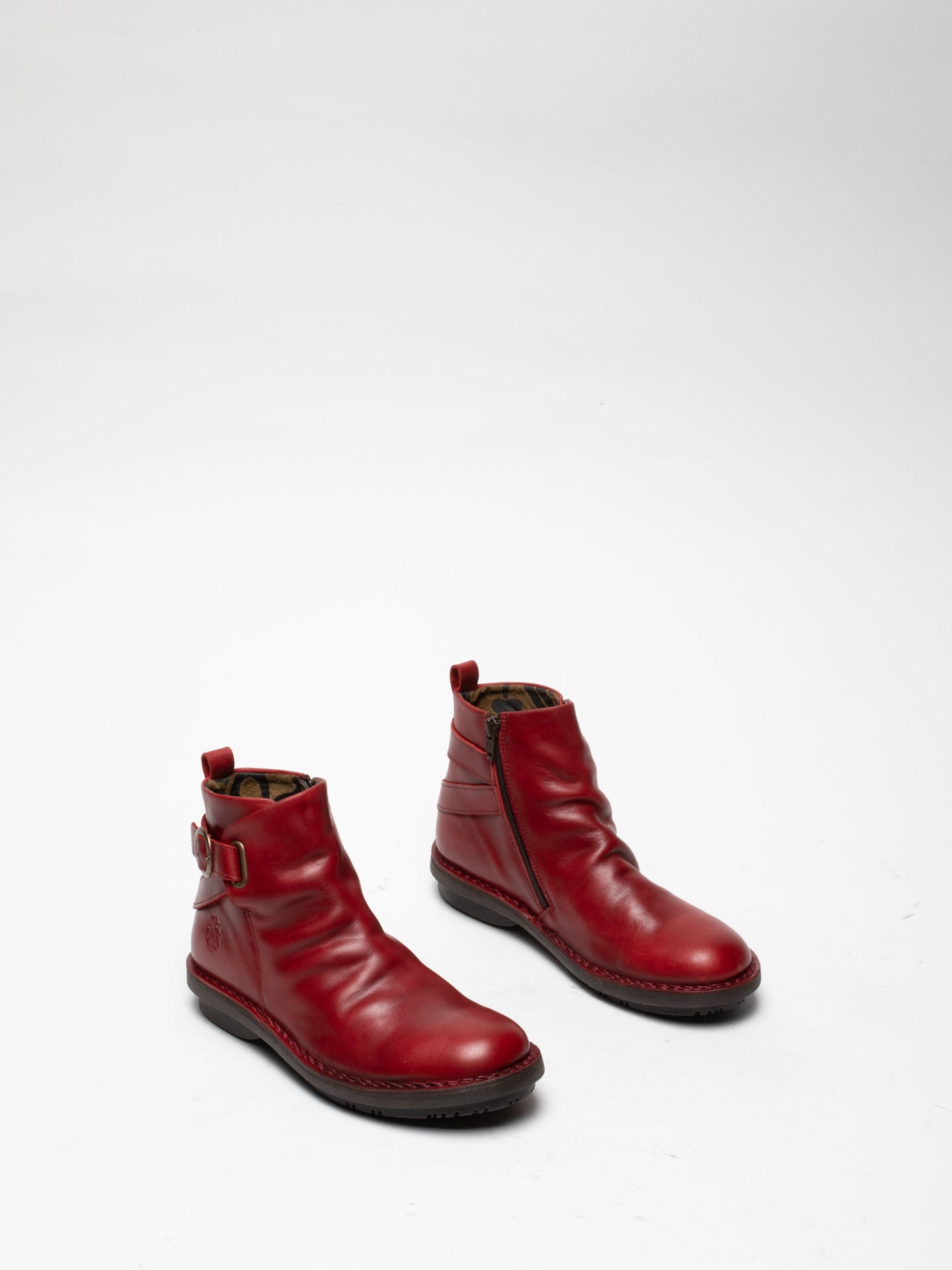 Fly London Buckle Ankle Boots FICO968FLY RUG RED