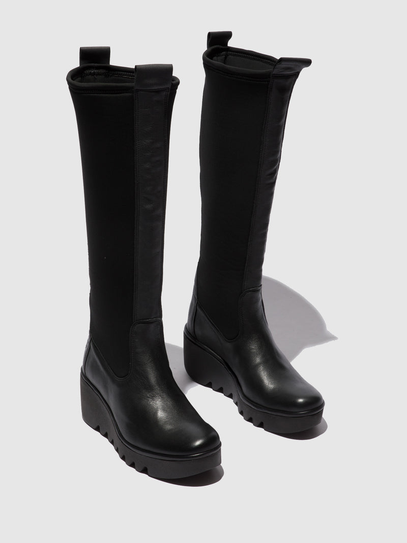 Fly London Knee-High Boots BLYE332FLY VERONA/ELASTANE BLACK