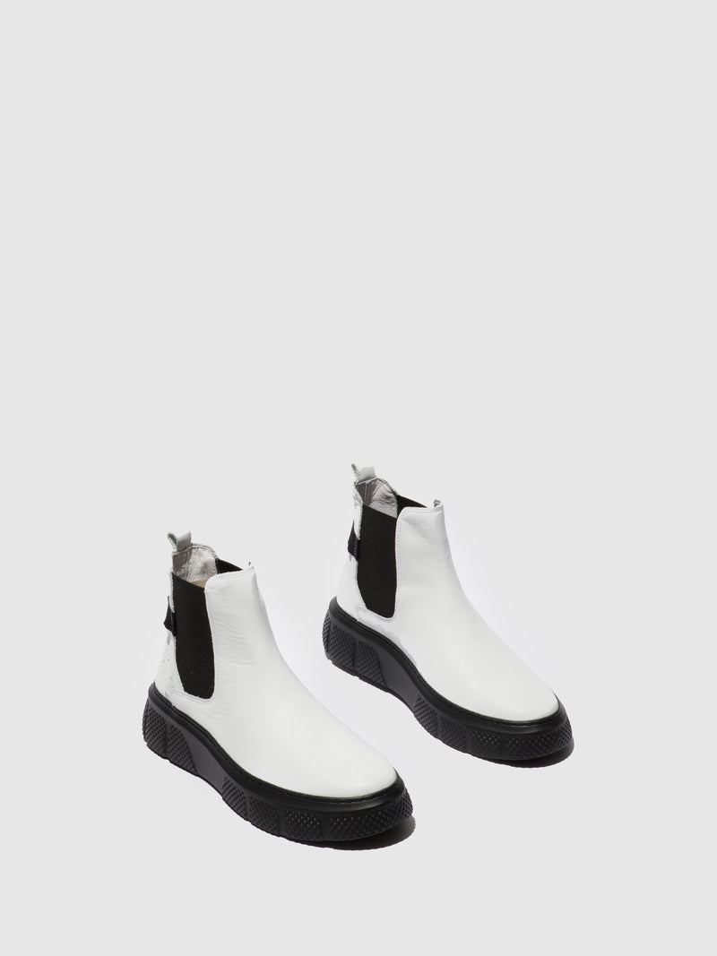 Fly London Chelsea Ankle Boots EBBE479FLY DUBLIN WHITE (BLACK SOLE)