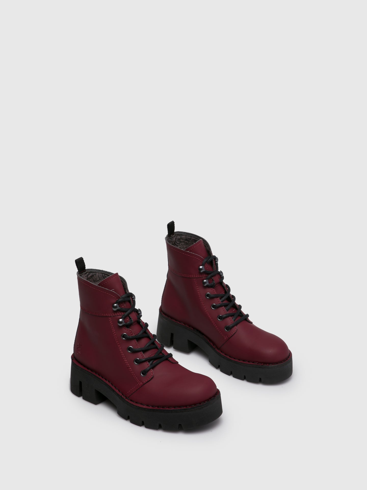 Fly London DarkRed Lace-up Ankle Boots