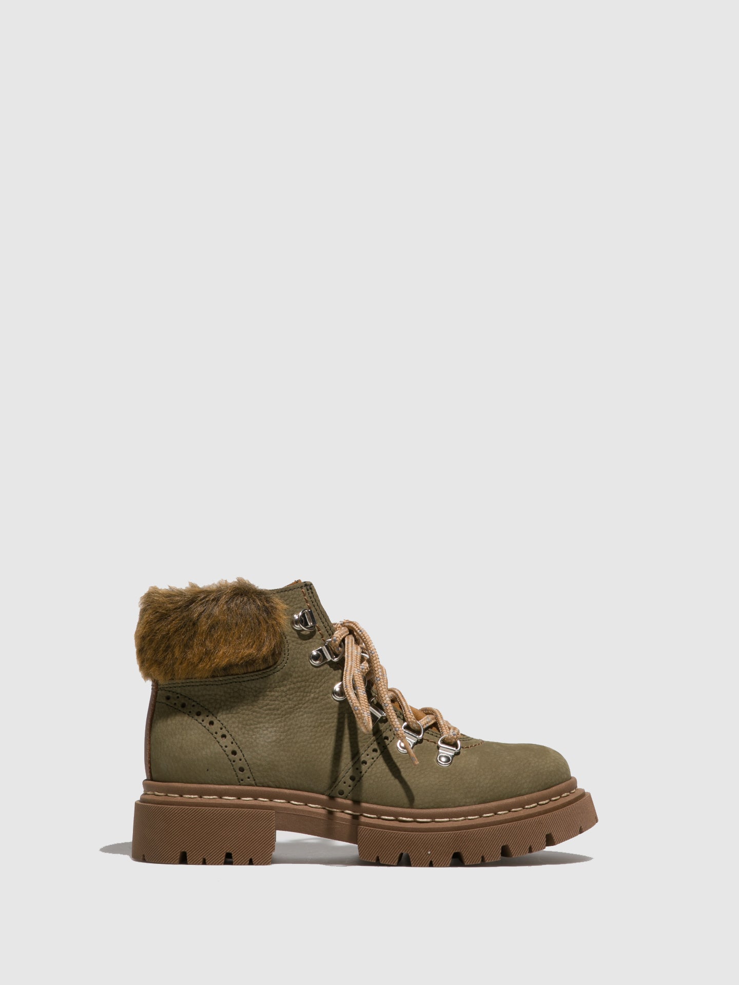 Fungi Khaki Lace-up Ankle Boots