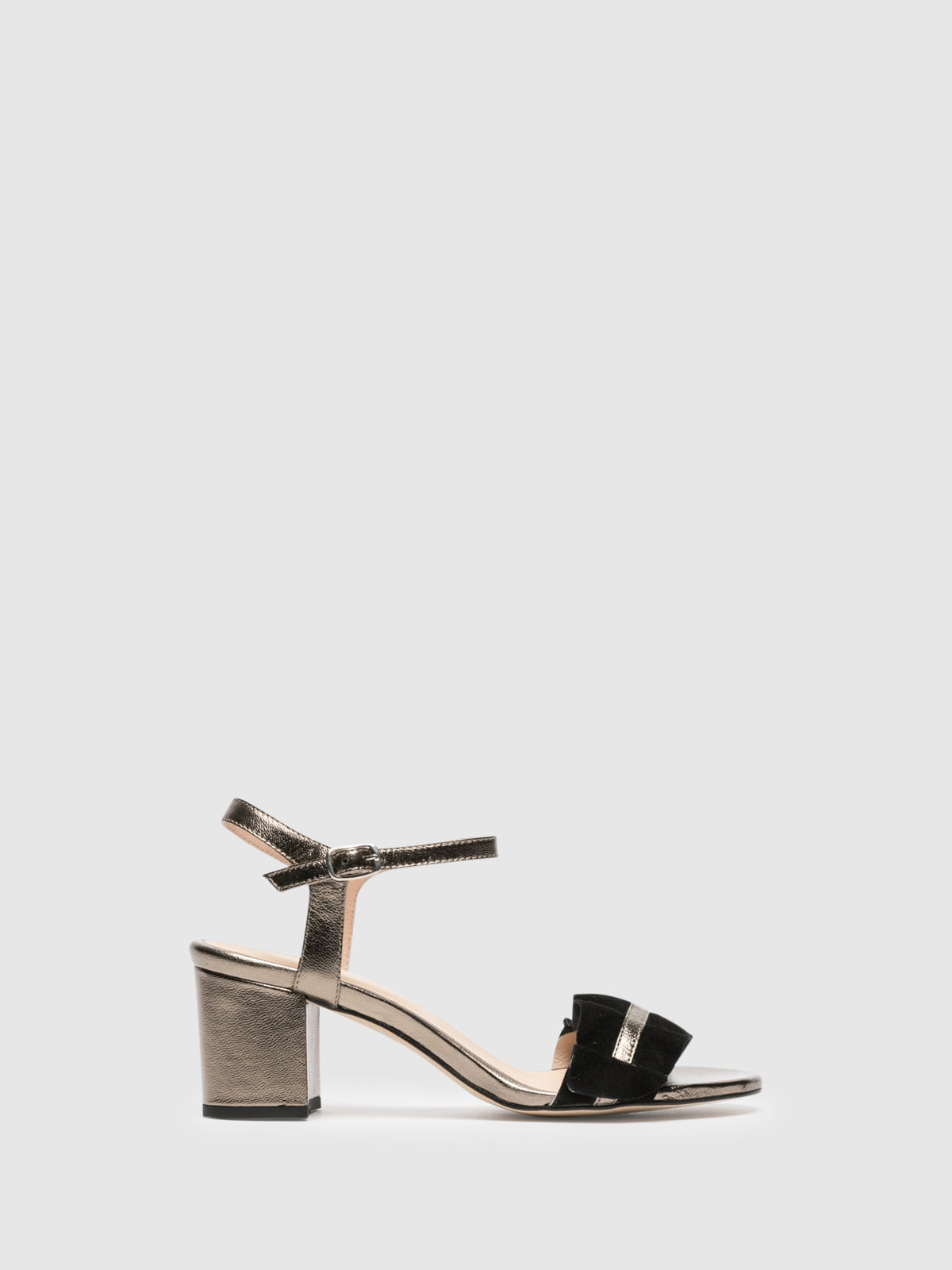 Sofia Costa Gold Ankle Strap Sandals