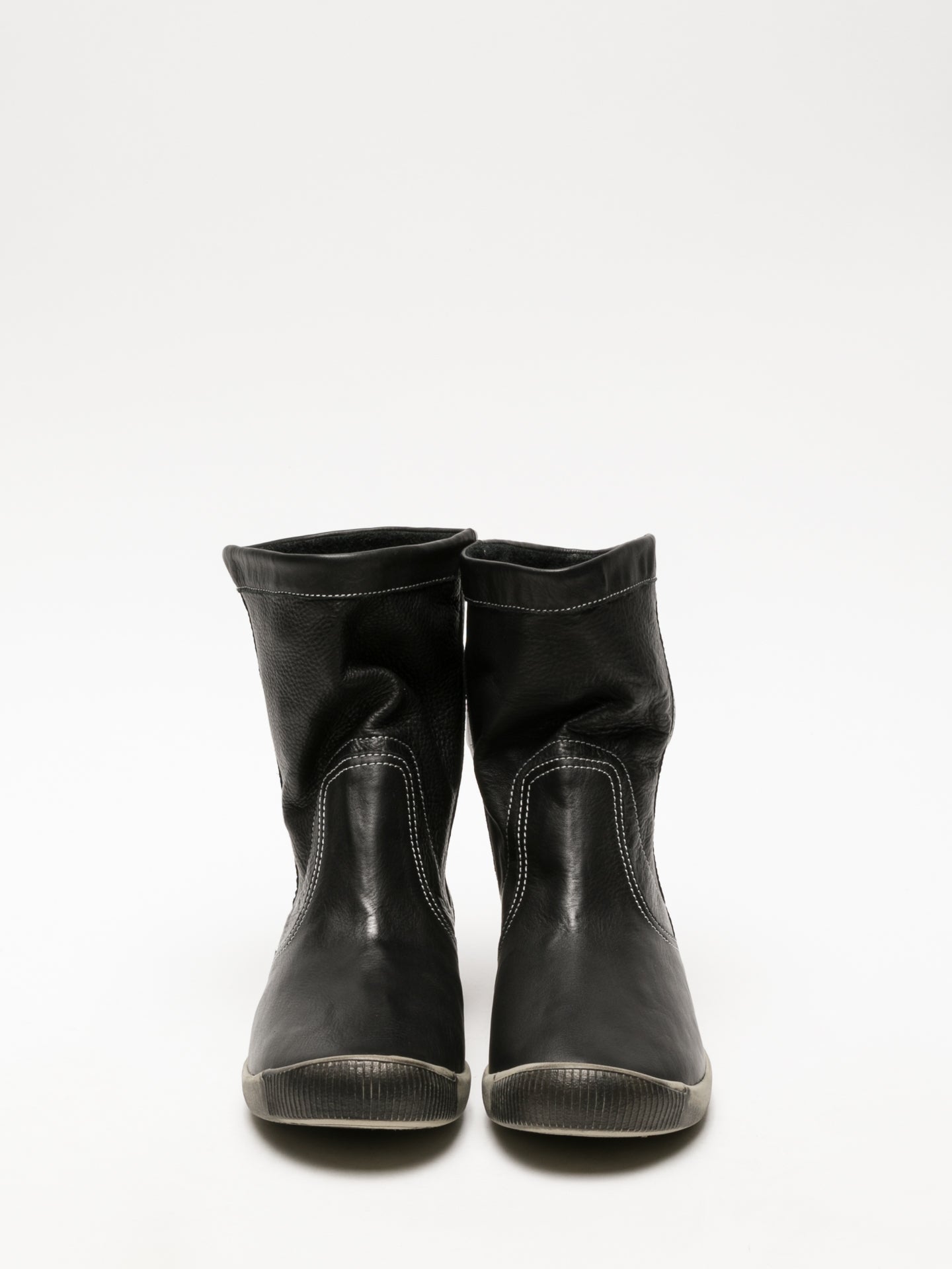 Softinos Black Round Toe Ankle Boots