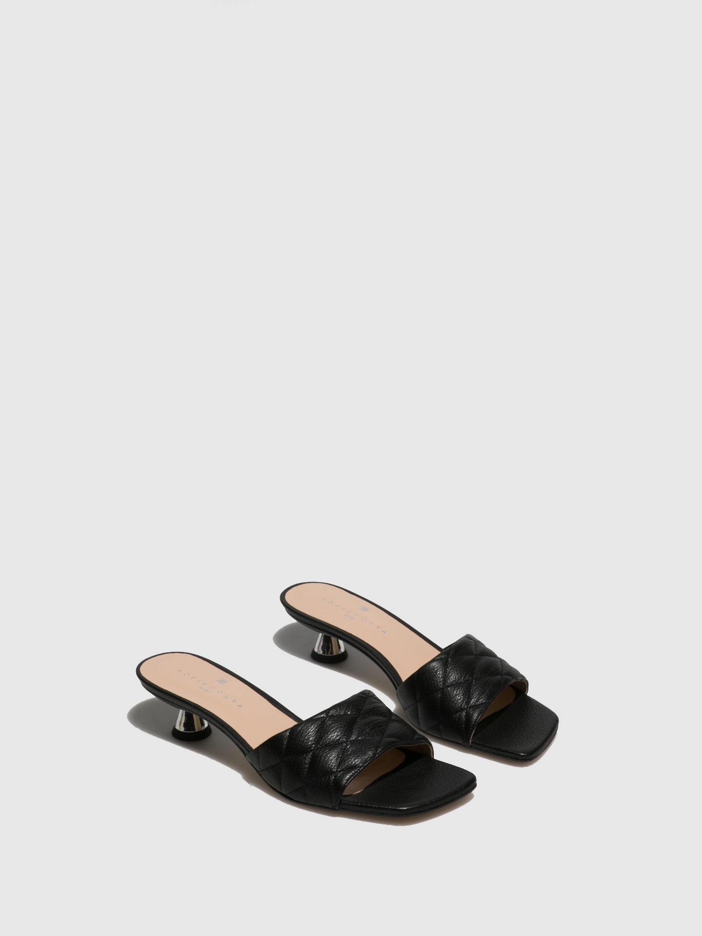 Sofia Costa Black Kitten Heel Mules